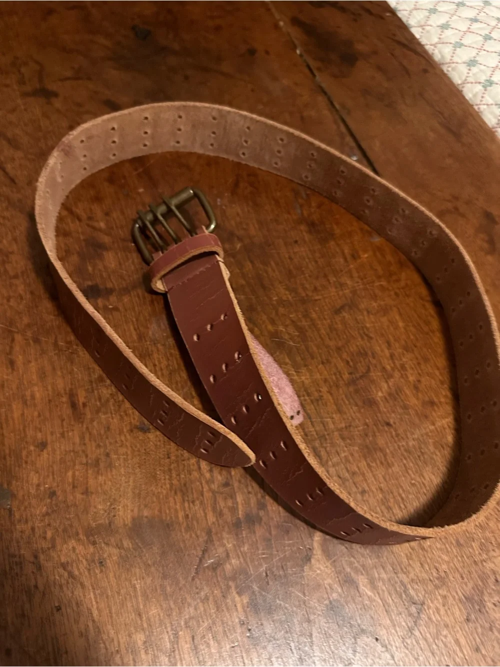 We The Free Triple Threat Perforated Leather Belt in Cowboy, Size S
